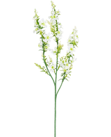 La Flor Artificial Catnip 75 cm blanca tiene un único tallo verde con múltiples ramas de pequeñas flores blancas y cogollos de color amarillo verdoso, aislados sobre un fondo blanco.