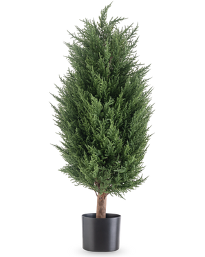 La Planta Artificial Conifer deluxe UV 90 cm es una planta artificial de hoja perenne verde y exuberante con follaje denso en una maceta negra: una planta que no necesita mantenimiento y que permanece vibrante en cualquier entorno.