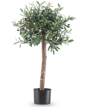 El Olivo artificial UV 85 cm tiene un tronco recto, hojas densas de color verde y pequeñas aceitunas negras. Esta planta artificial de fácil cuidado en maceta negra siempre permanece hermosa y es perfecta para interiores o exteriores gracias a su resistencia a los rayos UV.