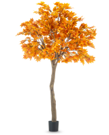 El Arce Árbol Artificial de 280 cm es un arce artificial alto con hojas otoñales de color naranja vibrante en una maceta negra, aislado sobre un fondo blanco.