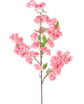 La Flor de Cerezo Artificial 100 cm rosa es una única rama de cerezo artificial con ramos de flores de color rosa brillante y hojas verdes, perfecta para uso decorativo.