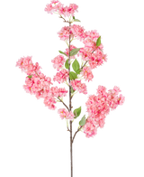 La Flor de Cerezo Artificial 100 cm rosa es una única rama de cerezo artificial con ramos de flores de color rosa brillante y hojas verdes, perfecta para uso decorativo.