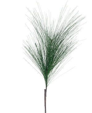 La Rama Artificial Pino Aguja 109 cm verde tiene una única rama de pino artificial con largas y finas agujas verdes y un tronco marrón, aislada sobre un fondo blanco.