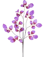 La rama artificial de hoja de manzana de 90 cm de color violeta tiene un tallo delgado y ramificado con múltiples ramitas adornadas con hojas de color violeta vibrante, presentadas sobre un fondo blanco.