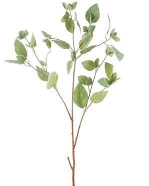 La Rama Artificial Hoja de Menta 97 cm verde tiene varios tallos finos con hojas ovaladas de color verde sobre un fondo blanco liso.