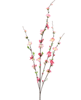 La Flor Artificial Flor 93 cm fucsia/rosa tiene tres esbeltas ramas con pequeñas hojas verdes y ramilletes de flores fucsia y rosa, aisladas sobre un fondo blanco.