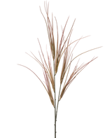 La Rama Artificial 104 cm malva tiene un tallo único y alto con múltiples hojas largas, delgadas, de color malva y verde hierba, que se abren en abanico, aisladas sobre un fondo blanco liso.