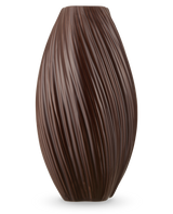 El Jarrón Soft Dune 26 cm marrón es un jarrón alto de cerámica de color marrón oscuro con un acabado liso y brillante con un patrón de estructura ondulado vertical.