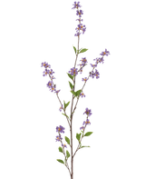 La Flor Artificial Flores 119 cm violeta tiene una rama alta y esbelta con ramos de pequeñas flores violetas y hojas verdes, perfecta para alegrar cualquier habitación.