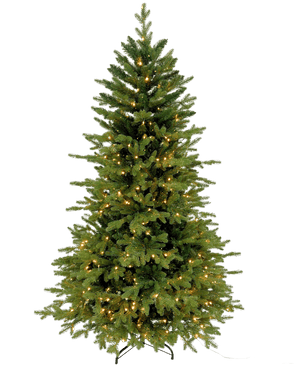 El árbol de Navidad artificial "Ibsen" PE/PVC - Smart LED se alza sobre una base de metal negro sobre un fondo blanco, sus exuberantes ramas verdes están llenas de pequeñas luces blancas cálidas y sin adornos navideños adicionales.