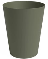 La Jardinera Porto Ø40cm x H50cm es una maceta cilíndrica de color verde oliva con una forma ligeramente cónica y una superficie lisa, que se muestra sobre un fondo blanco.