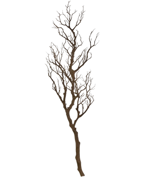 La rama decorativa Art de 118 cm es una rama decorativa alta, sin hojas, con muchos tallos finos y retorcidos que se elevan hacia arriba y que se muestran sobre un fondo blanco liso.