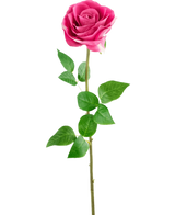 La rosa Artificial Rose Real Touch de 56 cm tiene una única rosa artificial rosa con hojas verdes realistas en un tallo largo, sobre un fondo blanco liso.