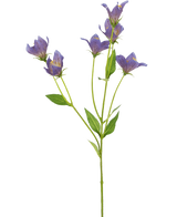 La flor artificial de campanilla de 62 cm violeta tiene un único tallo verde con múltiples ramas, cada una decorada con delicadas flores violetas y hojas verdes, sobre un fondo blanco liso.