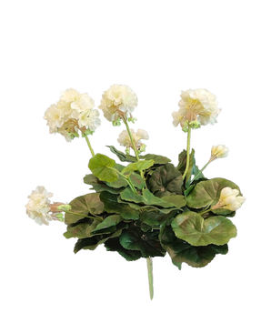 El geranio artificial blanco de 40 cm tiene flores blancas realistas y hojas verdes exuberantes, perfecto para añadir elegancia atemporal a su colección de plantas o flores artificiales.