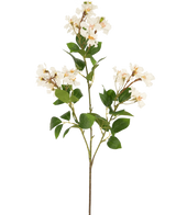 La Flor Artificial Lagerstroemia 92 cm blanca tiene un tallo alto con racimos de pequeñas flores blancas y hojas verdes, perfectas para añadir belleza duradera a cualquier espacio. Ideal como planta artificial llamativa sobre un fondo blanco liso.