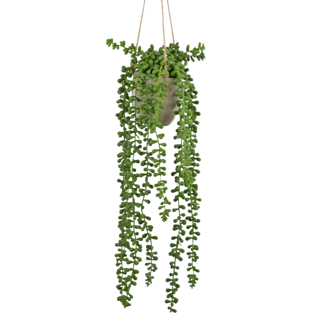 Plantas artificiales colgantes en macetas