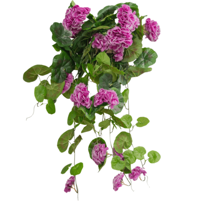 Plantas colgantes artificiales con flores