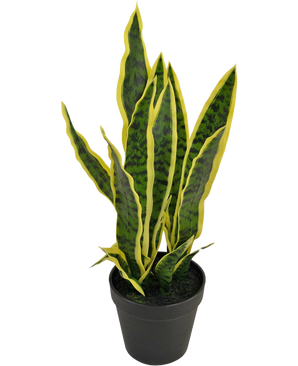 Planta artificial Sansevieria Laurentii 44 cm en maceta ornamental