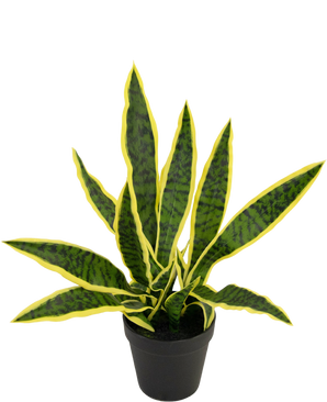 Planta artificial Sansevieria Laurentii 44 cm en maceta ornamental