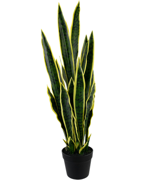 Planta artificial Sansevieria Laurentii 92 cm en maceta ornamental