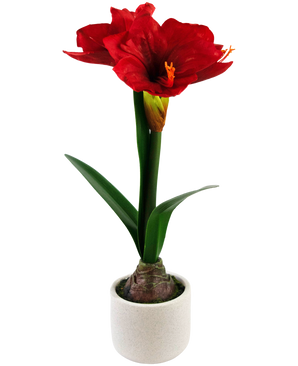 Ramo de flor artificial Amarilis rojo 48 cm