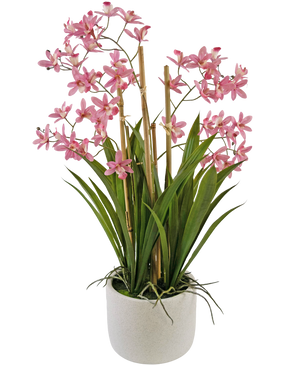 Planta artificial Mini Cymbidium Tacto real 58 cm rosa