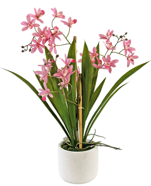 Planta artificial Mini Cymbidium Tacto real 45 cm rosa