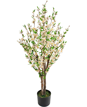 Planta Artificial de cerezo en flor 120 cm crema