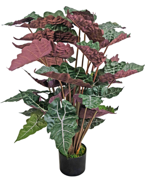 Planta Artificial Alocasia 100 cm verde/rojo