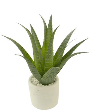 Agave artificial 30 cm en maceta decorativa blanca