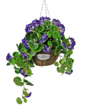 Begoña artificial roja en cesta UV 70cm