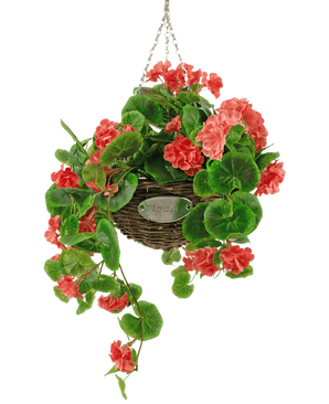 Begoña artificial rosa en cesta UV 70cm