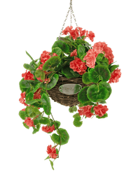 Begoña artificial rosa en cesta UV 70cm