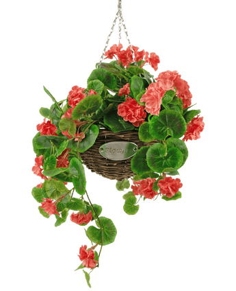 Begoña artificial rosa en cesta UV 70cm