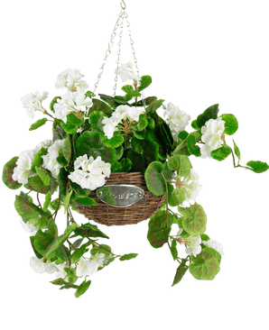 Begonia artificial blanca en cesta UV 70cm
