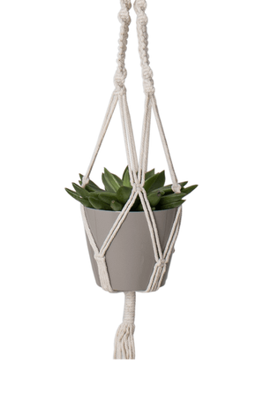 Cuerda para colgar plantas Macramé Doble Nudo Cuadrado Blanco Ø10 x H120 cm