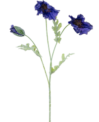 Ramo de flor artificial Amapola 73 cm azul oscuro