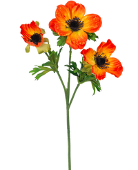 Flor artificial Anémona 56 cm naranja