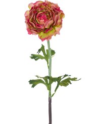 Ramo de flor artificial Ranunculus 51 cm rosa/verde