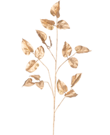 El Art Branch Salal 95 cm dorado tiene una sola rama pintada en oro con múltiples hojas sobre un fondo blanco liso.