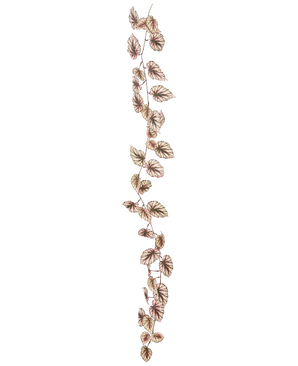 La guirnalda de Begonia artificial de 180 cm UV tiene una enredadera única y delgada decorada con muchas hojas pequeñas de color verde y rosa, todo ello sobre un fondo blanco intenso.