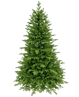 El árbol de Navidad artificial "Vinje" 100% PE es un árbol de Navidad artificial de color verde exuberante con densas ramas de PE y una forma simétrica y natural, que se alza sin decoración sobre un fondo blanco liso.