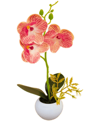 Orquídea artificial 28 cm fucsia en maceta decorativa