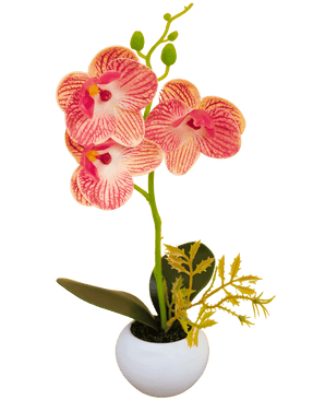 Orquídea artificial 28 cm fucsia en maceta decorativa