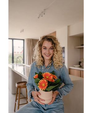 Planta artificial Gerbera 28 cm naranja