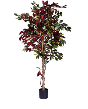 Planta artificial ignífuga Ficus verde/rojo 180 cm