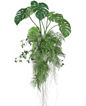 Planta colgante artificial Monstera/Helecho bola 100 cm XL