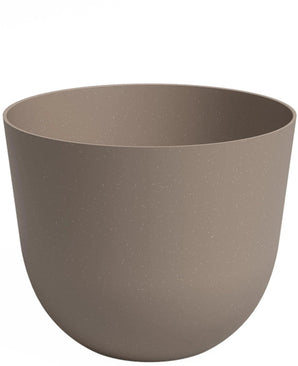 De Plantenbak Havanna Ø40cm x H33cm is een effen, ronde bloempot in lichtbruin met een gladde matte afwerking, zonder zichtbare decoraties en afgebeeld tegen een witte achtergrond.