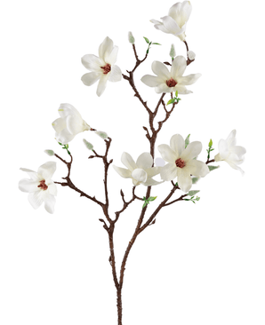 Rama artificial Magnolia de flor pequeña 89 cm blanca